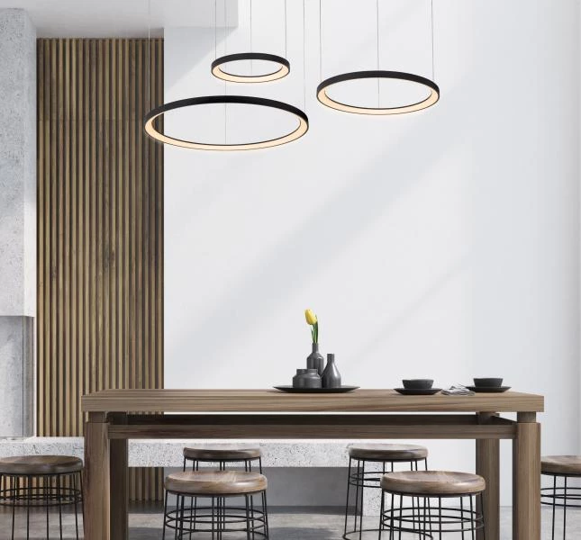 Lucide VIDAL - Pendant light - Ø 78 cm - LED Dim. - 1x120W 2700K - Black - ambiance 1